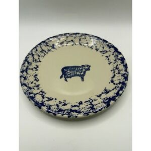 5 Folk Craft By Tienshan Blue Sponge Farm Animals Plate 7.5"